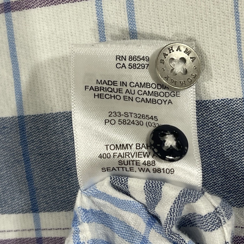 Tommy Bahama Shirt‎ Men's Medium Long Sleeve Coastline Cord Corduroy Plaid Blue - Picture 11 of 13